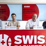 Swiss Basketball a donné une conférence de presse mercredi avant le début de la saison des championnats KEYSTONE/PETER SCHNEIDER